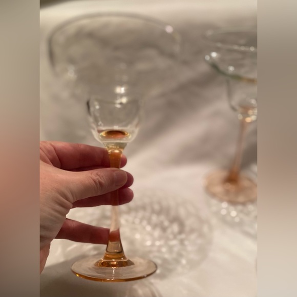 Set of 4 Pink Stemmed Bottom Margarita Glasses. Gorgeous - Picture 5 of 10